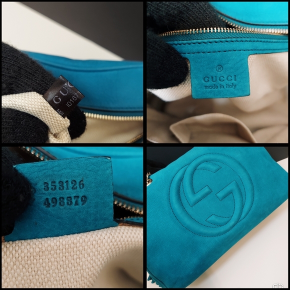 ✨️💎Authentic Gucci soho nubuck shoulderbag teal color - Picture 14 of 16